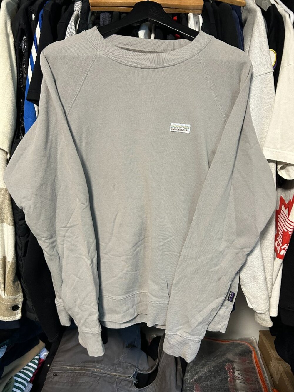 Patagonia Light Blue/Gray Outdoor Hiking Crewneck - Size L Fit M